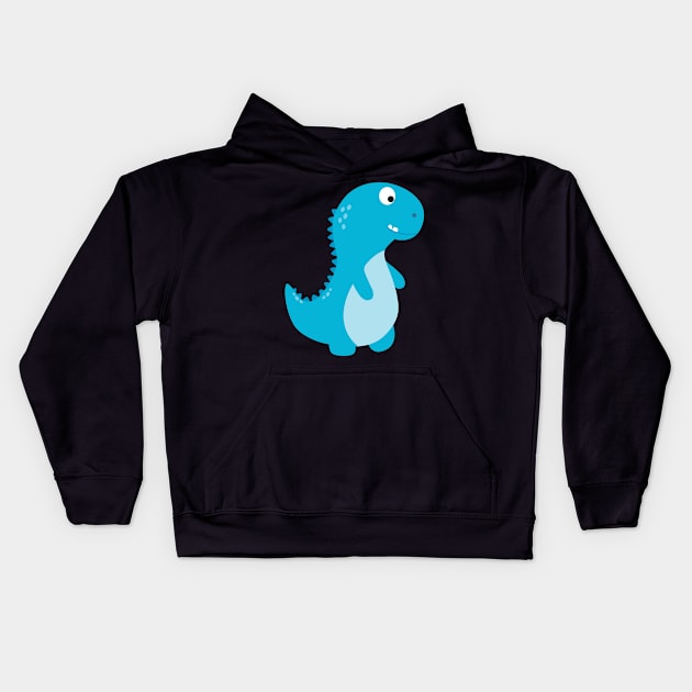 Cute blue Dino Kids Hoodie by sj_arts